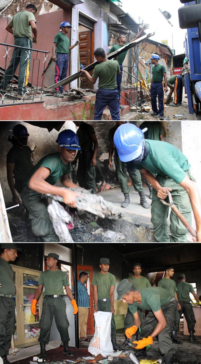 Army troops begin clean up of communal riot-affected areas