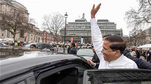 President Sirisena arrives in London for CHOGM