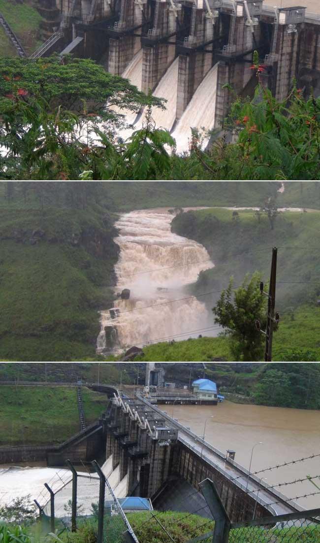 Spill gates of several reservoirs opened