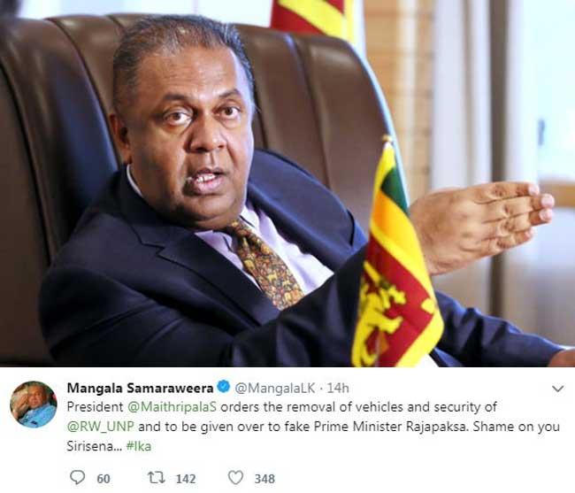 Mangala calls out on President over twitter