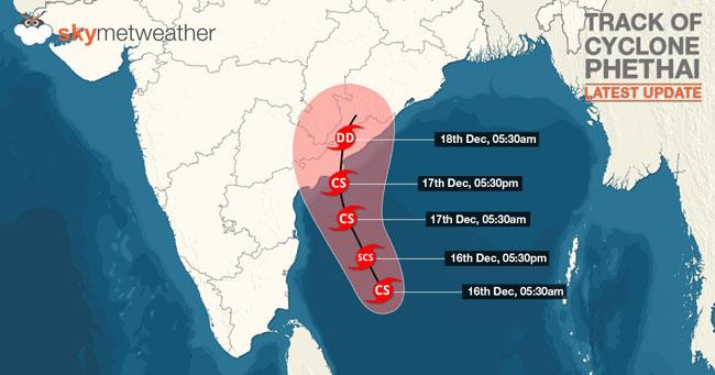 Cyclonic storm ‘Phethai’ moving away from Sri Lanka