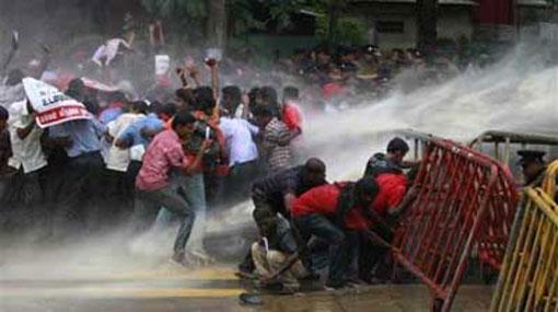 Police fire tear gas at protesting students