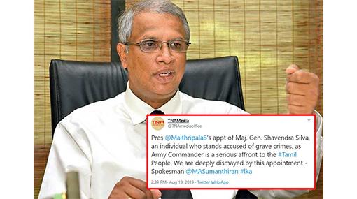 Appointing Shavendra Silva as new Army Chief, a “serious affront” to Tamils - Sumanthiran