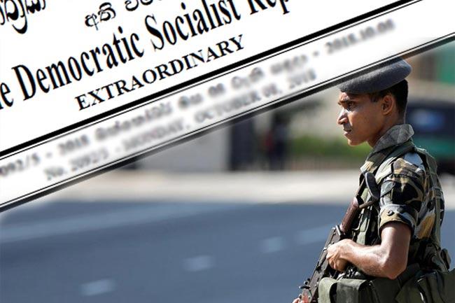 Gazette issued calling upon armed forces to maintain public order island-wide