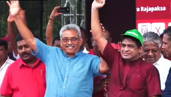 Wasantha joins Gotabaya on stage