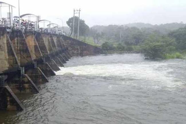 Two sluice gates of Kawdulla Reservoir opened