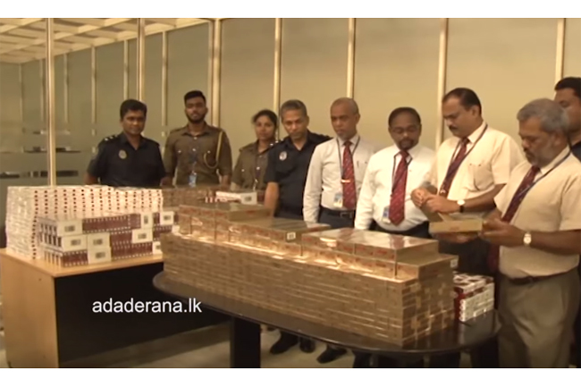 Four Lankan passengers nabbed with foreign cigarettes worth millions