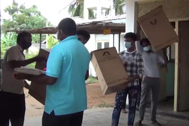 Delivering ballot boxes to polling stations underway