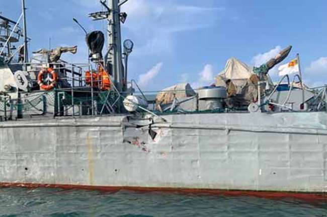 Naval operation to locate Indian fishermen on sunken poaching vessel in Lankan waters