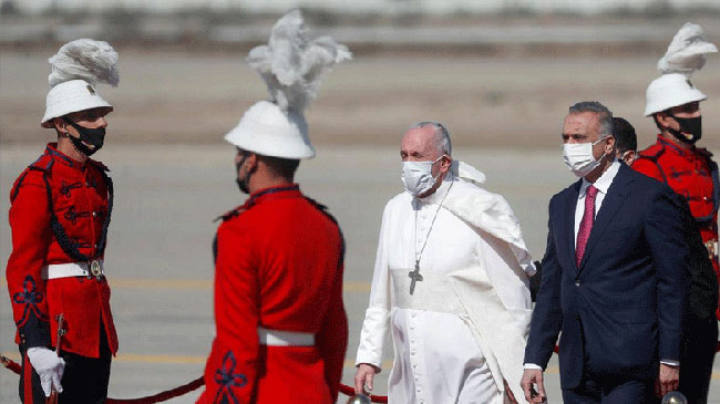 Pope Francis arrives in Baghdad for historic Iraq tour