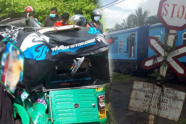 One injured as three-wheeler collides with train