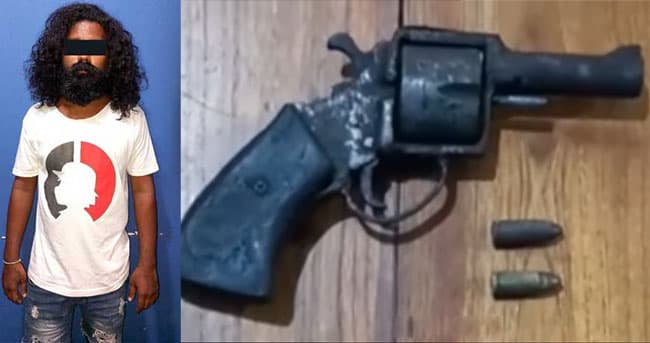 Suspect arrested with locally made revolver and bullets