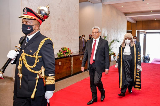 President Rajapaksa arrives in Parliament