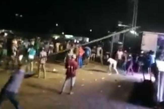 Chaos breaks out during a musical show