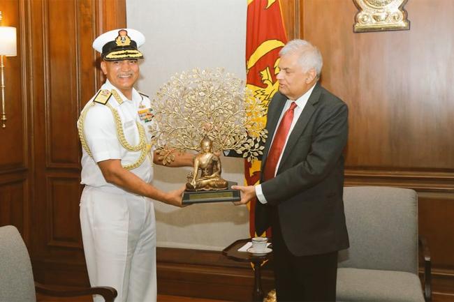 Indian navy chief meets SL President, PM for talks on defence cooperation
