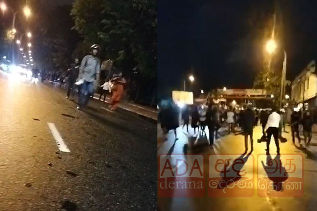 Police fire tear gas at protestors in Maradana