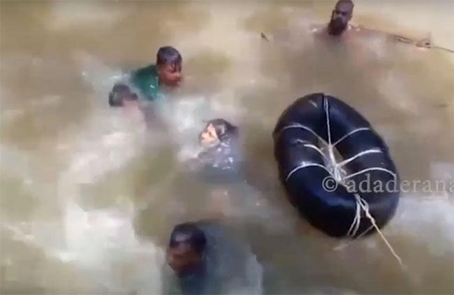 Heroic troops save lives of mother and child caught in strong river currents