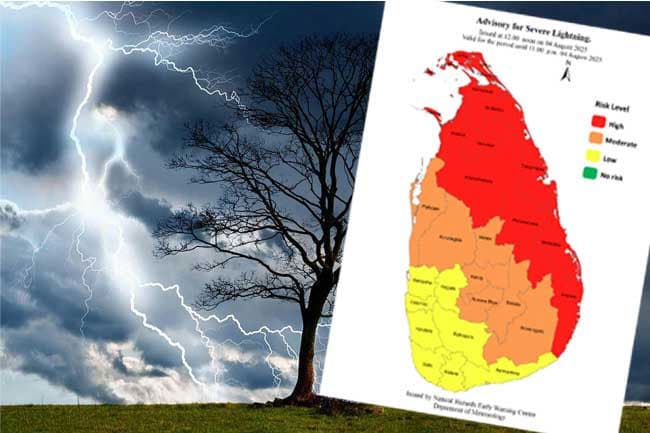 Advisory issued for severe lightning in several provinces