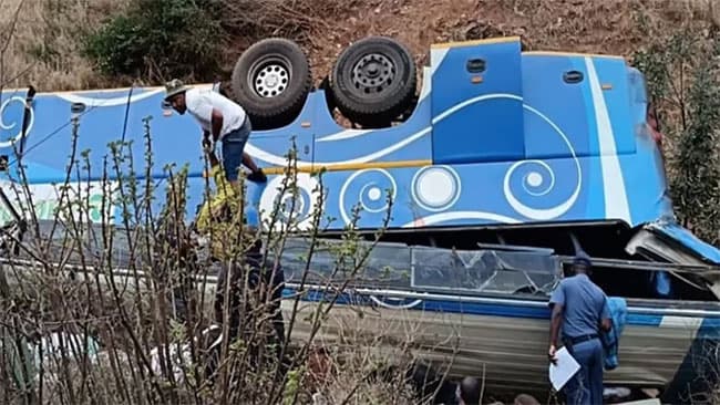 42 people killed as bus crashes on mountain road in South Africa