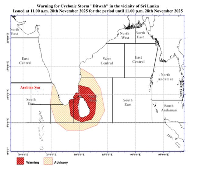 Red Alert: Heavy showers and strong winds to continue amid Cyclone ‘Ditwah’