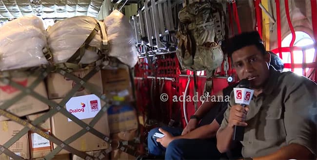 US C-130J Super Hercules aircraft leaves for Jaffna with relief supplies collected by ‘Manusath Derana’