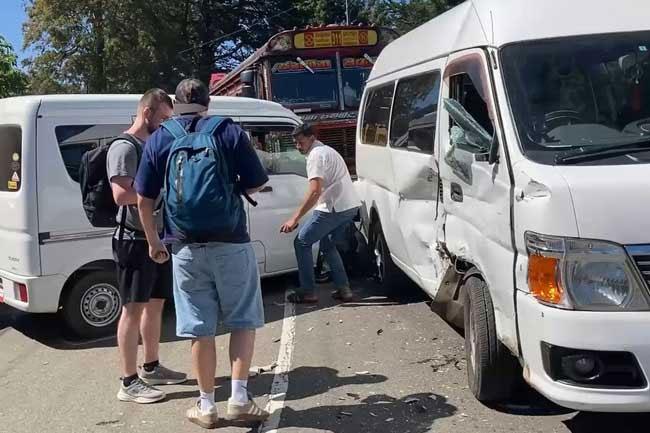 Van carrying foreign tourists involved in collision near Gregory Lake