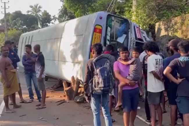 Bus overturns in Haldummulla: Driver killed, three others injured