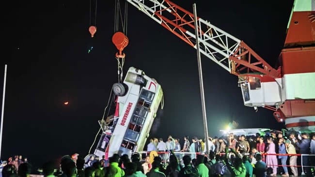 18 bodies recovered after bus plunges into Bangladesh’s Padma River