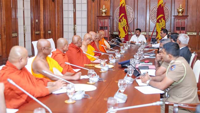 President and Mahanayake Theros discuss arrest of Buddhist monks with narcotics