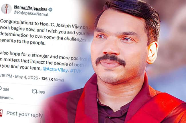 Namal congratulates Vijay, calls for a more positive relationship with Sri Lanka