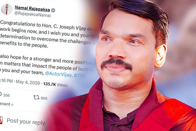 Namal congratulates Vijay, calls for a more positive relationship with Sri Lanka