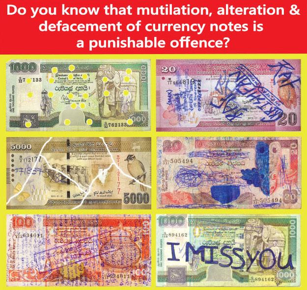 CBSL to stop making payments for defaced currency notes