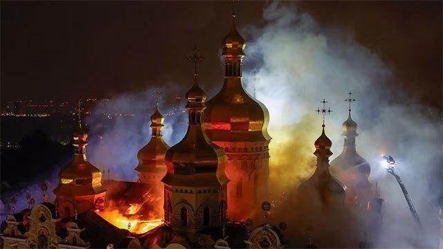 Nine killed, historic monastery on fire as Ukraine faces major Russian attacks