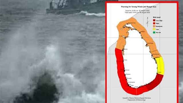 Red warning issued for strong winds and rough seas from Hambantota to Pottuvil