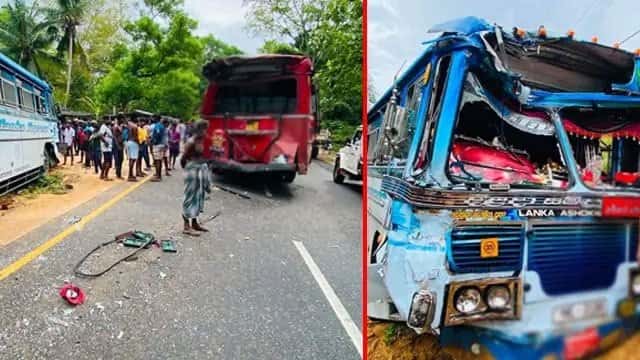 Six injured after two buses collide on Buttala–Monaragala Road