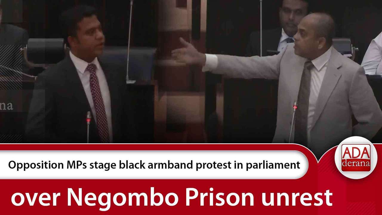 Opposition MPs stage black armband protest in parliament over Negombo Prison unrest