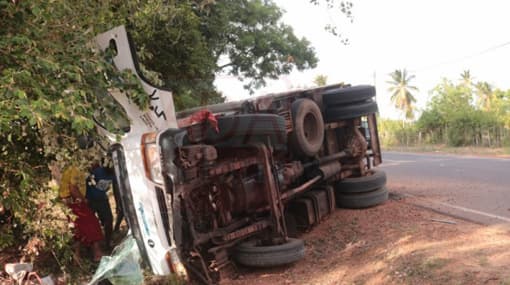 Lorry transporting fish topples over killing one
