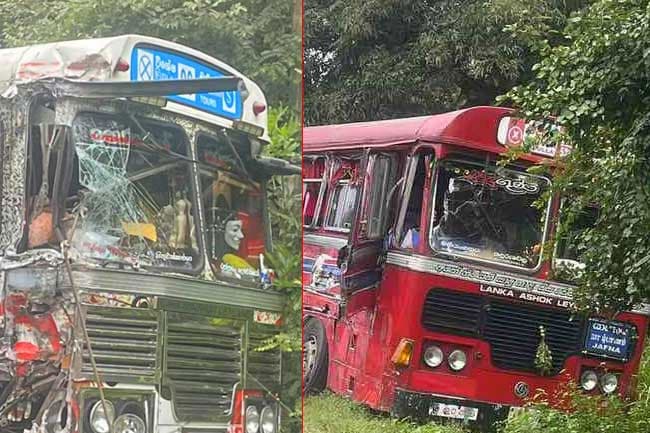 16 injured in head-on collision of two buses in Habarana