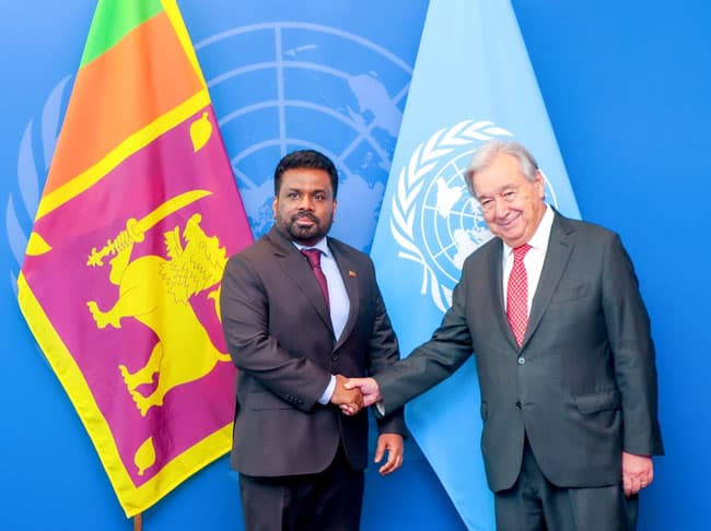 President Dissanayake meets UN Secretary-General António Gutierrez