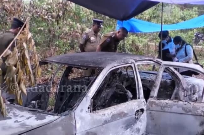 Suspected vehicle used in Akuregoda double murder examined by forensic officers