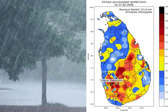 Eheliyagoda records highest rainfall; Thundershowers likely this afternoon