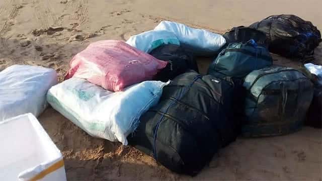Sacks suspected to contain narcotics recovered from Talalla Beach