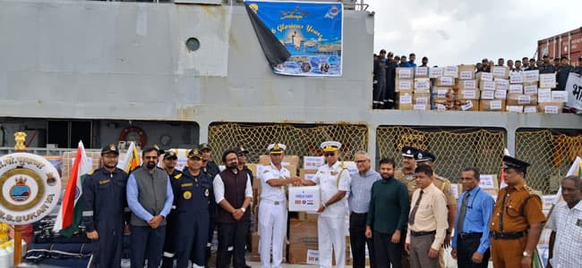 India’s INS Sukanya arrives in Trincomalee with more relief materials
