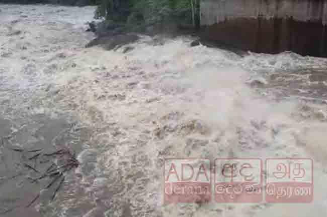 Three sluice gates of Kukule Ganga reservoir opened