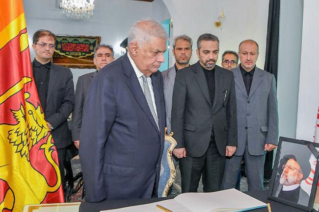 President Ranil conveys condolences at Iranian Embassy on President Raisi’s passing