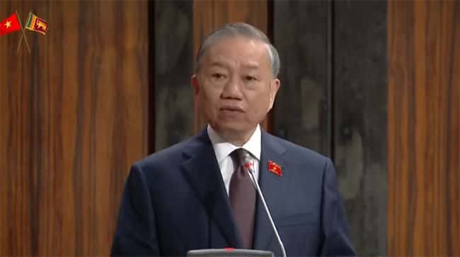 Vietnam President To Lam addresses Sri Lanka’s Parliament