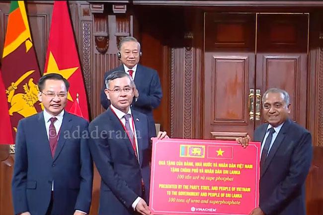 Vietnam donates 100MT of fertiliser to Sri Lanka