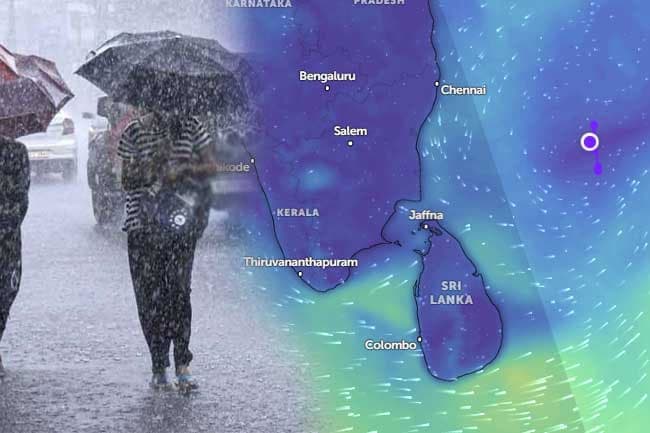 Heavy showers above 100 mm predicted due to low pressure area near Sri Lanka