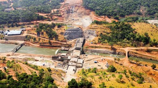 Filling of water in the Moragahakanda Reservoir today