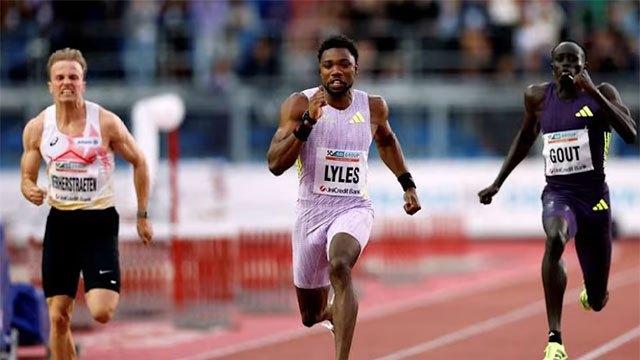 American Lyles sets world best in rarely run 150 metres